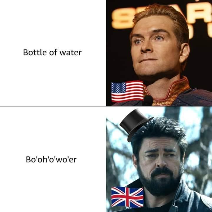 The meme is a visual joke that plays on the difference between American and British English pronunciation of the word "bottle". The meme shows two images side by side: one of a person with a "bottle" of water, with the text "bottle" spelled as "bottl" (with a "l" instead of an "l"), and a second image of a person with a "bottle" of water, with the text "bottle" spelled as "bottl" (with an "l" instead of an "l") next to a British flag, with the text "bottl" (with an "l" instead of an "l") and "bottl" (with an "l" instead of an "l") next to a British flag, with the text "bottl" (with an "l" instead of an "l") and "bottl" (with an "l" instead of an "l") next to a British flag, with the text "bottl" (with an "l" instead of an "l")